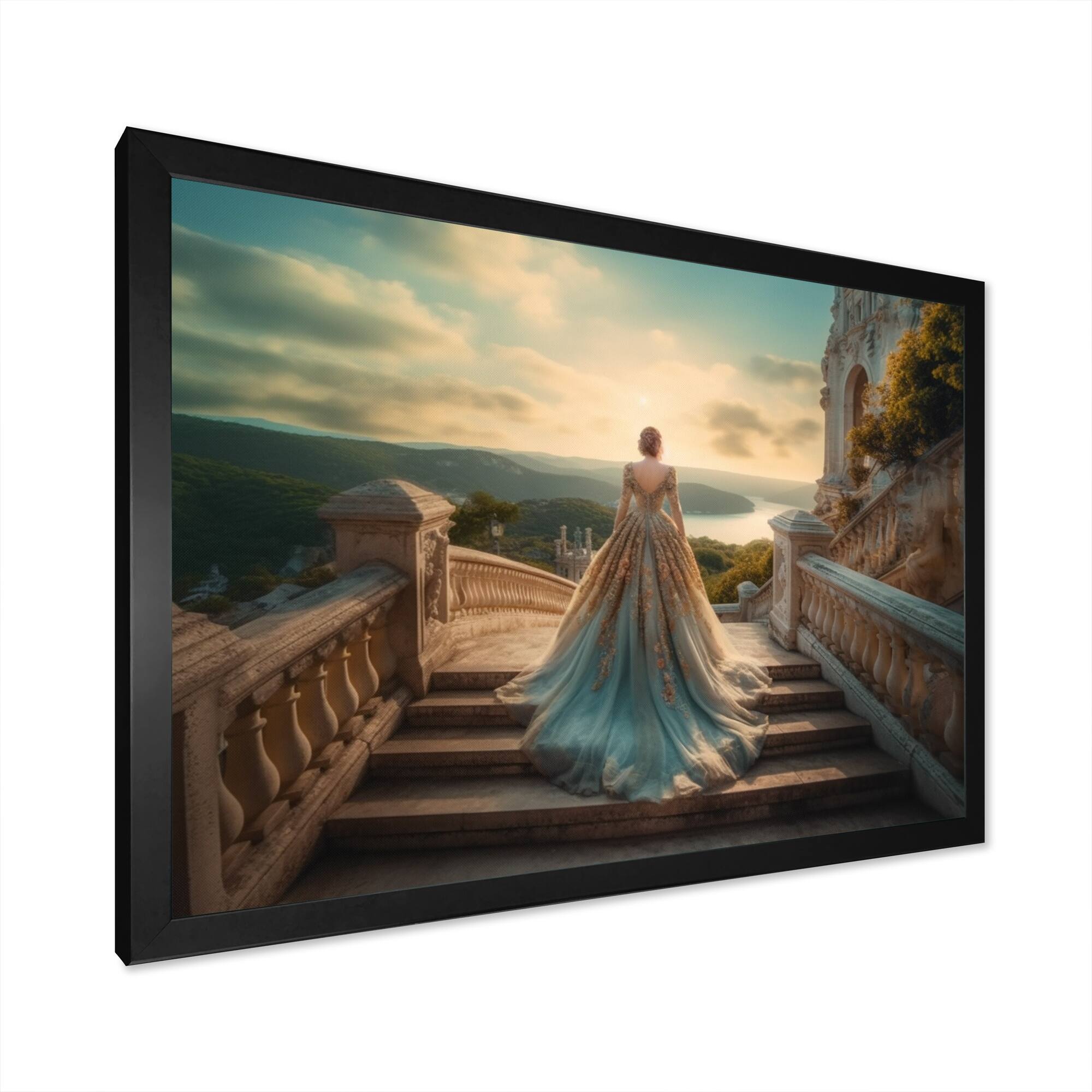 Designart "Dreamy Wedding Day V" Woman Romantic Framed Wall Art Prints